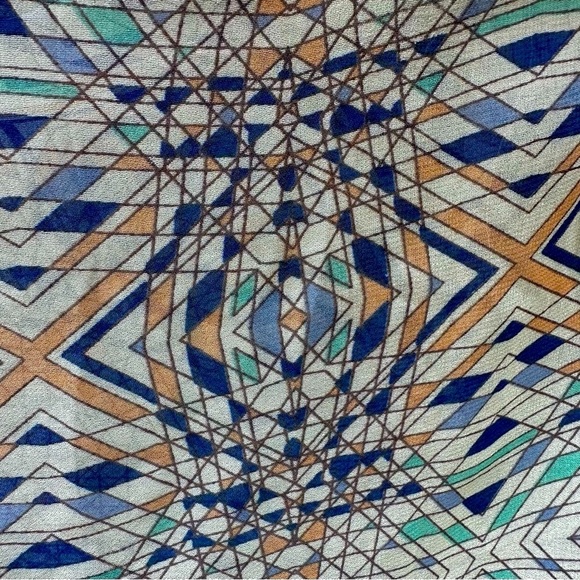 Free People Easy Rider Geometric Chiffon Button Front Blouse Women's Sz S - Picture 10 of 11